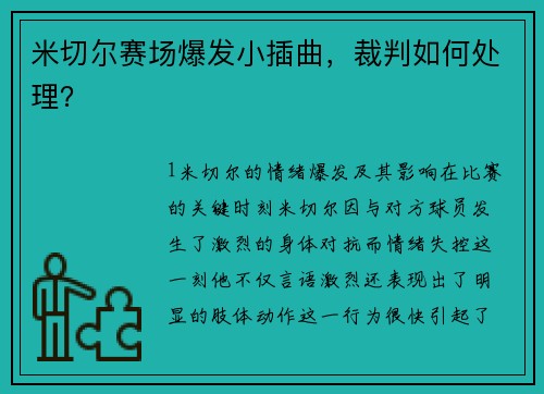 米切尔赛场爆发小插曲，裁判如何处理？